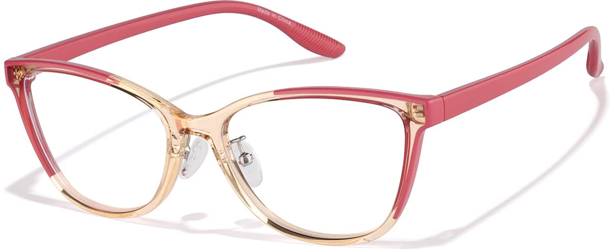 Angle view of Cat-Eye Glasses P2033618 in Red