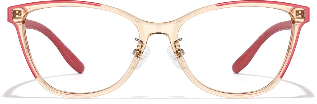 Front view of Cat-Eye Glasses P2033618 in Red