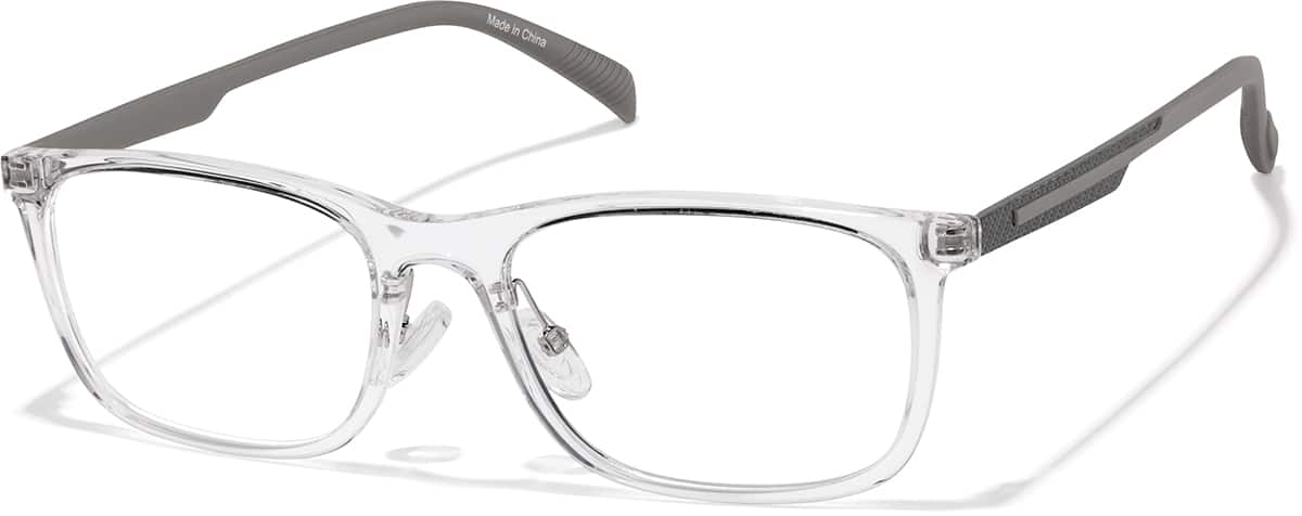 Angle view of Rectangle Glasses P2036723 in Clear