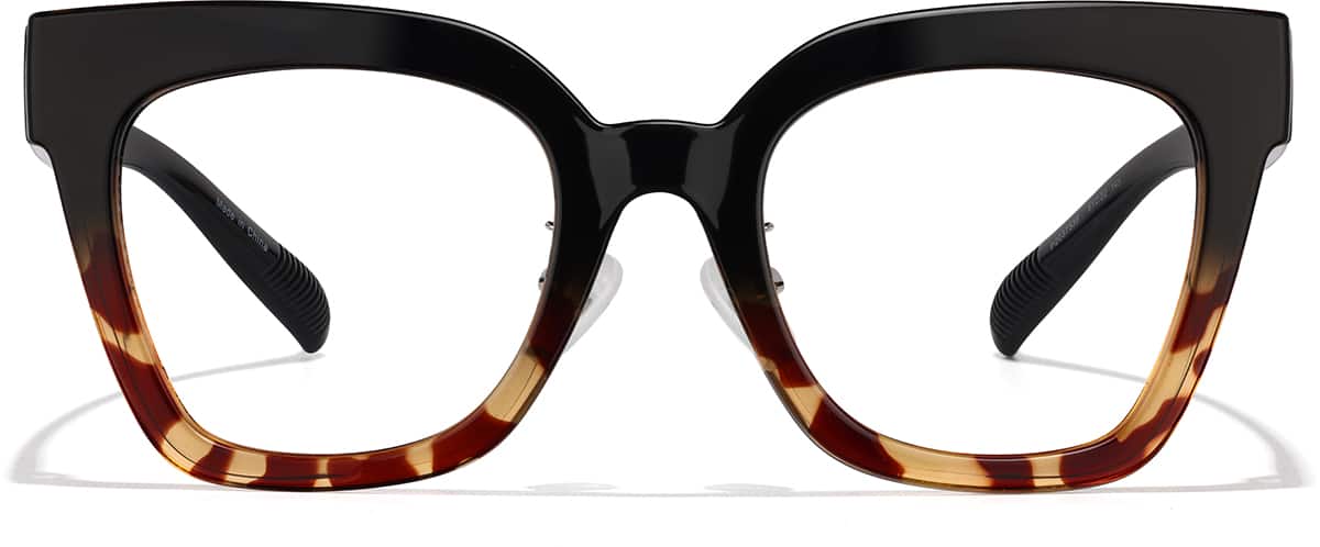 Front view of Cat-Eye Glasses P2037539 in Black and Tortoise