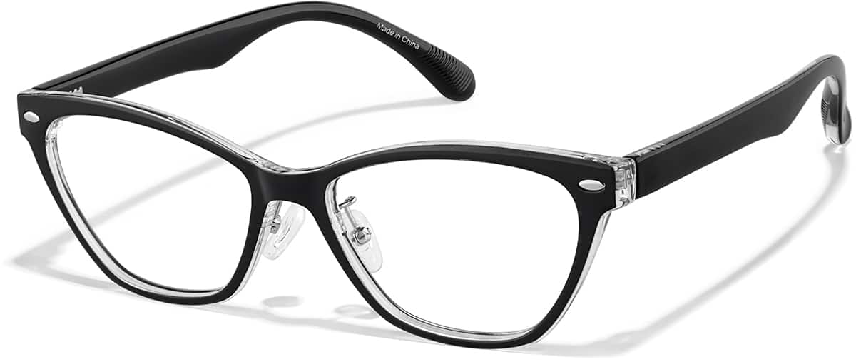 Angle view of Lunettes en plastique à œil de chat P2045721 in Noir