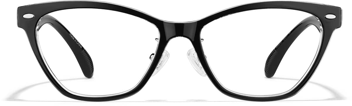 Front view of Lunettes en plastique à œil de chat P2045721 in Noir