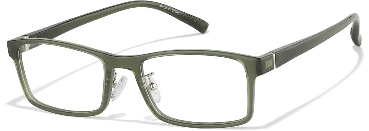 Angle view of Rectangle Glasses P2046134 in Green