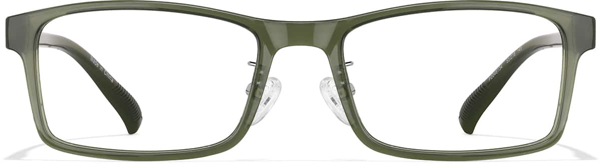 Front view of Rectangle Glasses P2046134 in Green