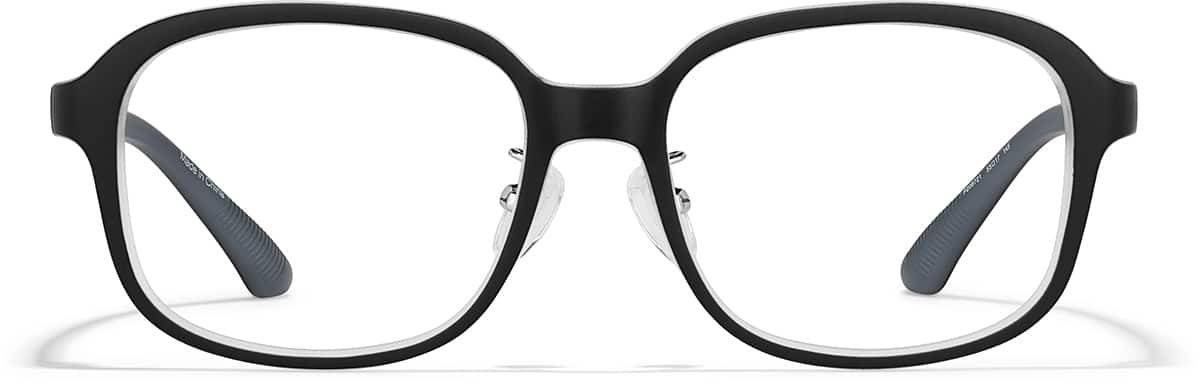 Front view of Square Glasses P206721 in Black