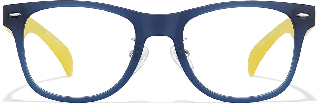 Front view of Kids’ Square Glasses P208316 in Blue and Yellow