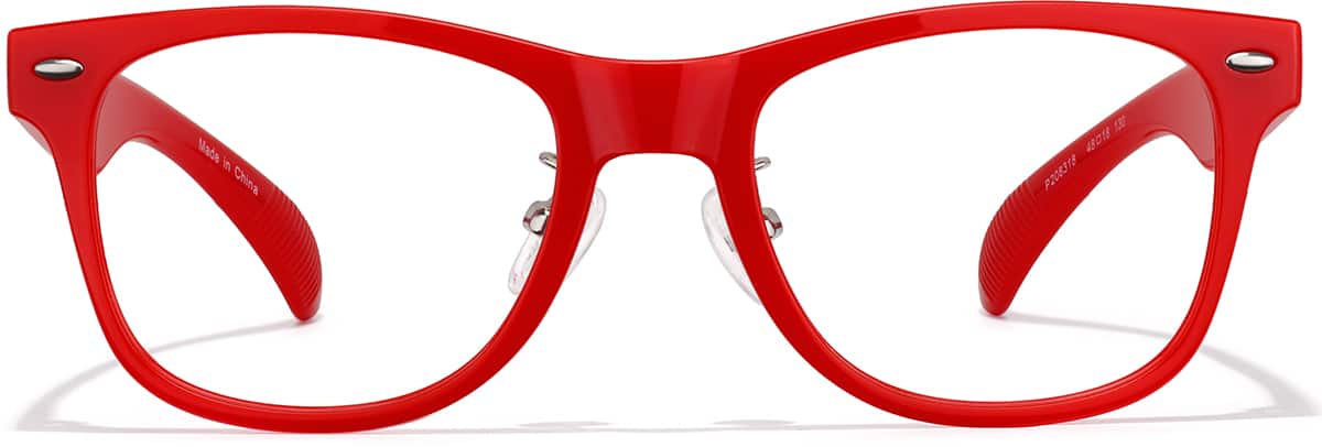 Front view of Kids’ Square Glasses P208318 in Red
