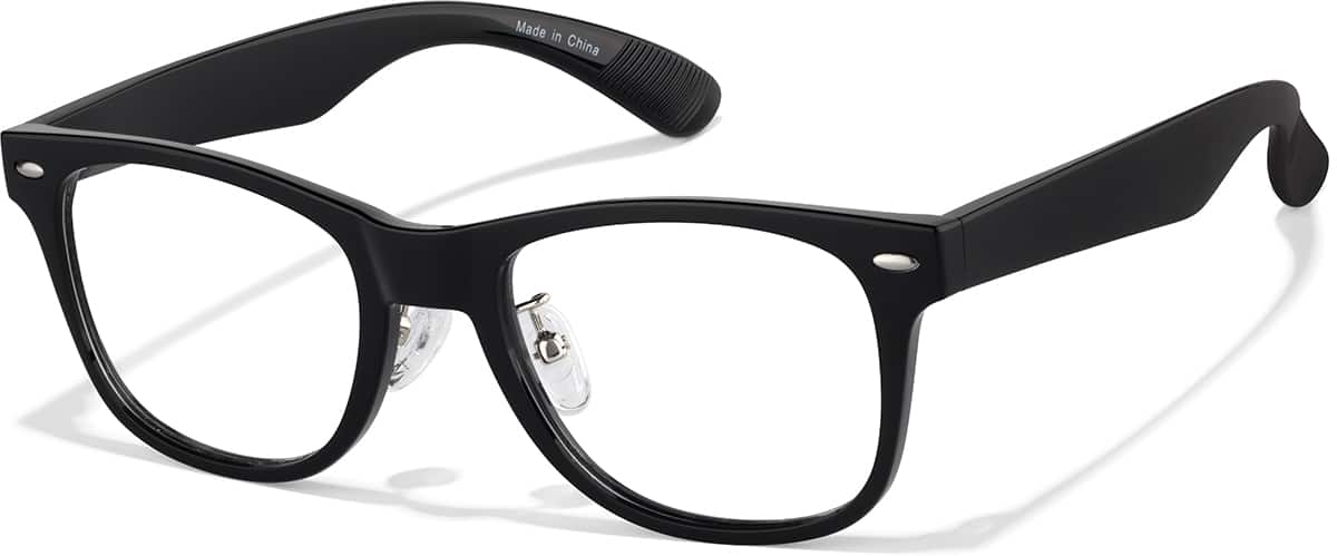 Angle view of Kids’ Square Glasses P208321 in Black