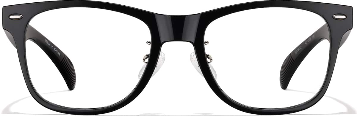 Front view of Kids’ Square Glasses P208321 in Black