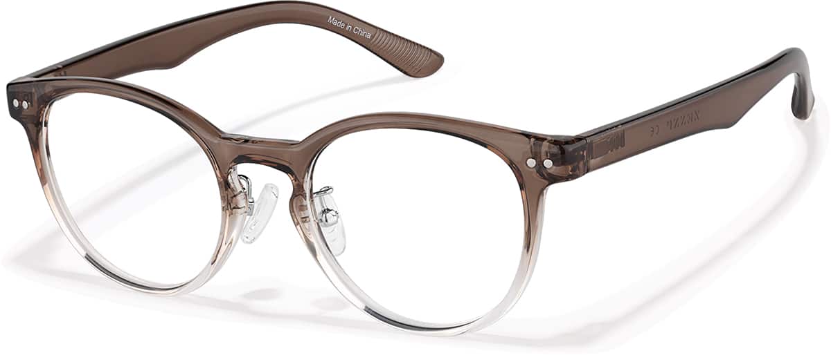 Angle view of Round Glasses P208415 in Brown