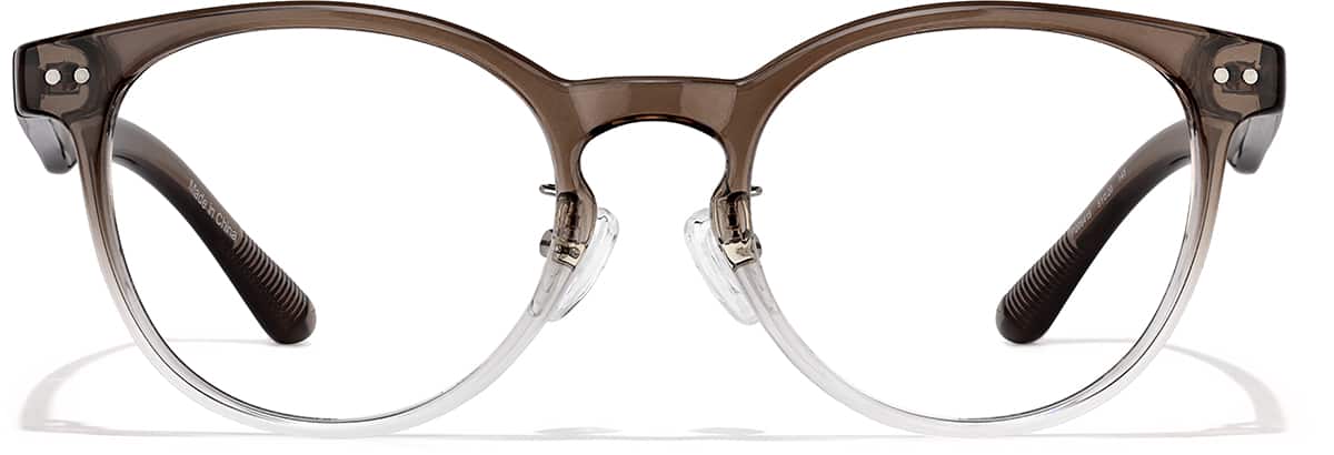 Front view of Round Glasses P208415 in Brown