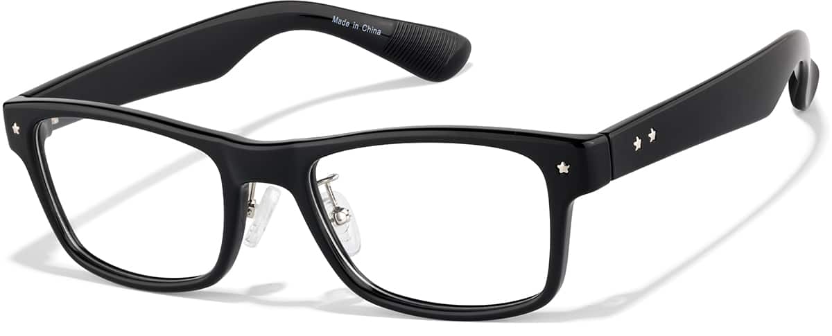 Angle view of Rectangle Glasses P220421 in Black