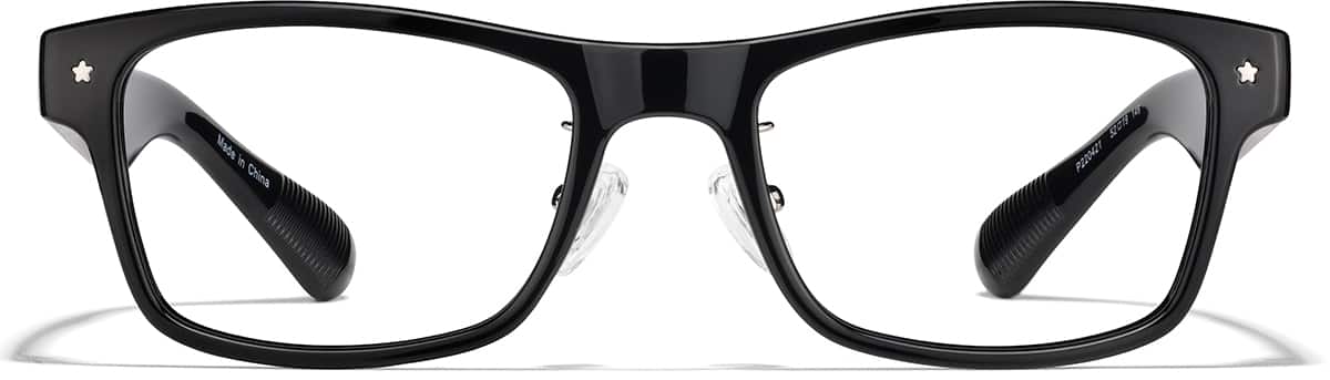 Front view of Rectangle Glasses P220421 in Black