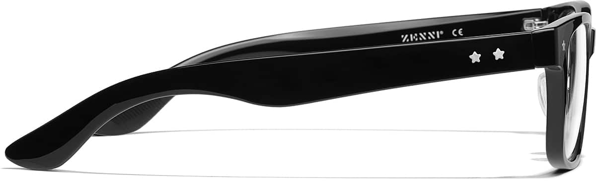 Side view of Plastic Rectangle Glasses P228421 in Black