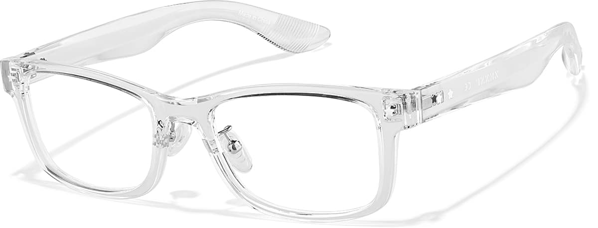 Angle view of Plastic Rectangle Glasses P228423 in Clear