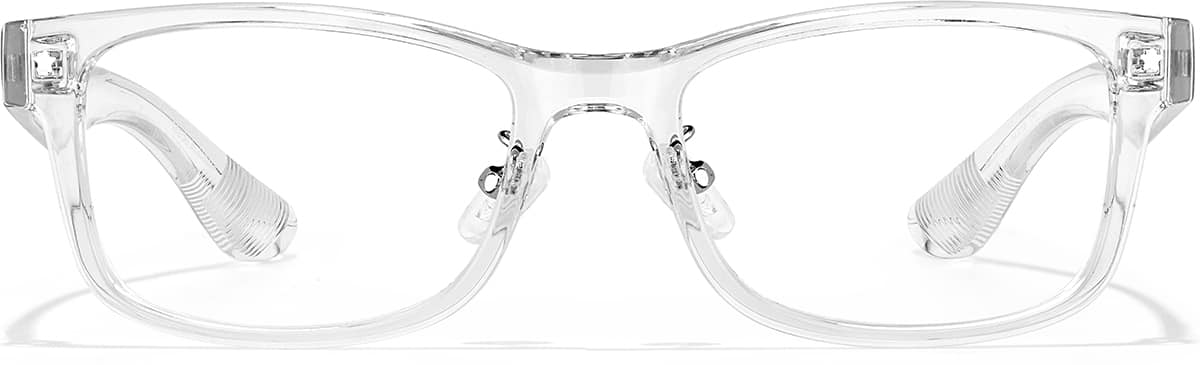 Front view of Plastic Rectangle Glasses P228423 in Clear