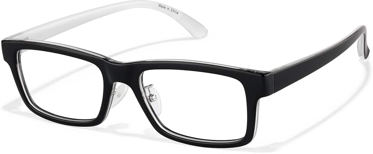 Angle view of Rectangle Glasses P244821 in Black