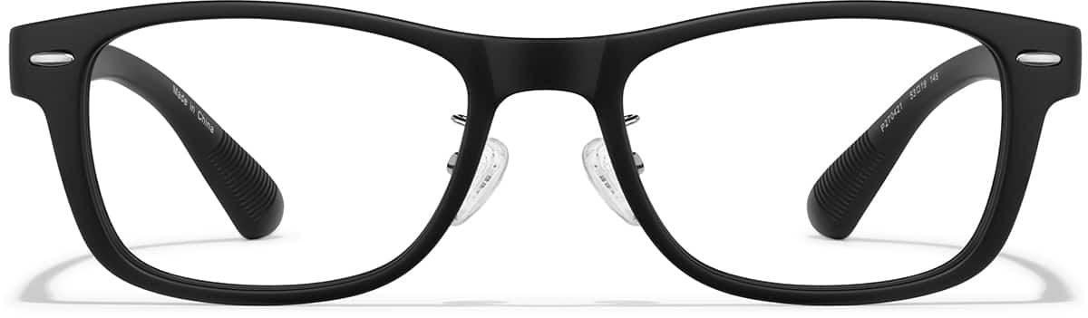 Front view of Square Glasses P270421 in Black