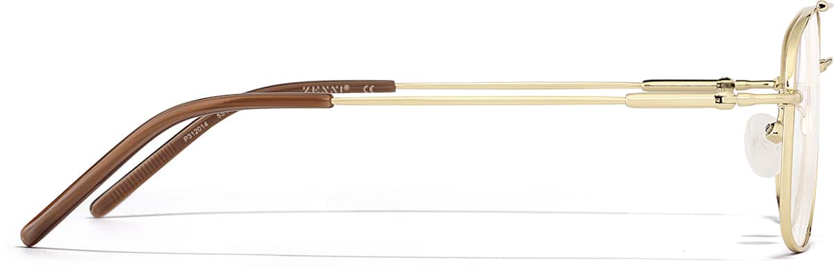 Side view of Aviator Glasses P312014 in Gold