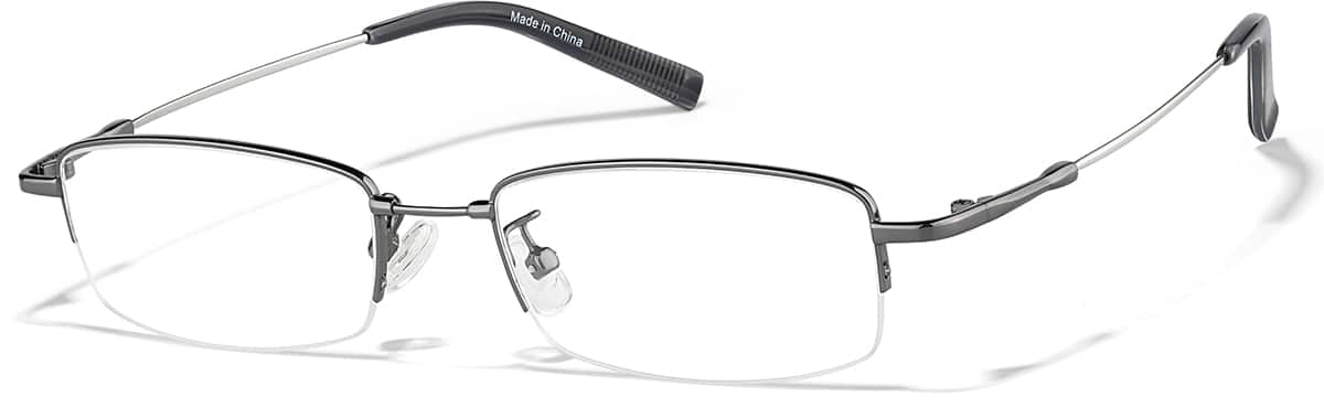 Angle view of Rectangle Glasses P314612 in Gunmetal Gray