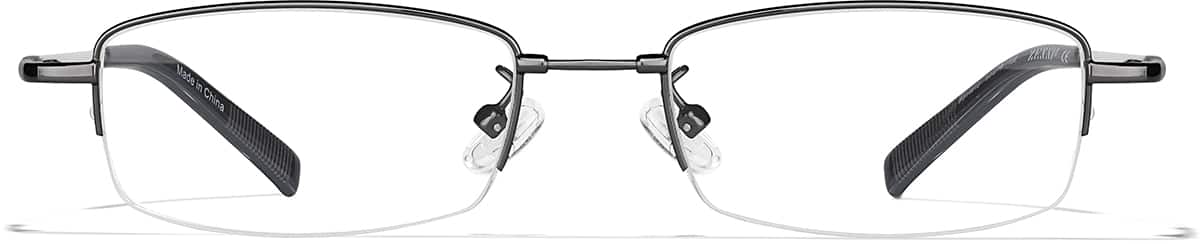 Front view of Rectangle Glasses P314612 in Gunmetal Gray
