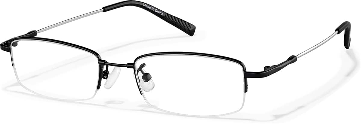 Angle view of Rectangle Glasses P314621 in Black