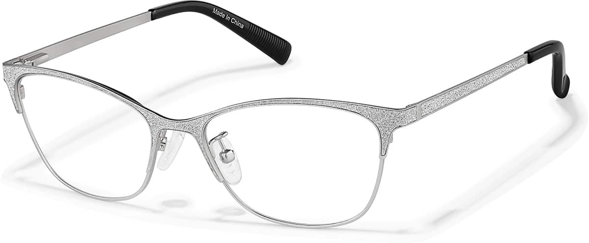 Angle view of Browline Glasses P3215811 in Silver