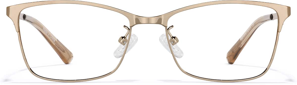 Front view of Rectangle Glasses P3216914 in Gold
