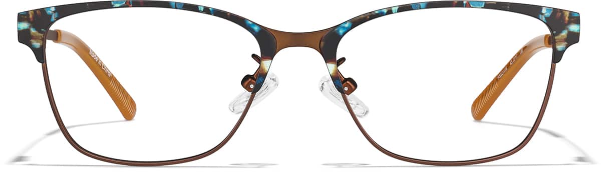 Front view of Square Glasses P3221115 in Chocolate