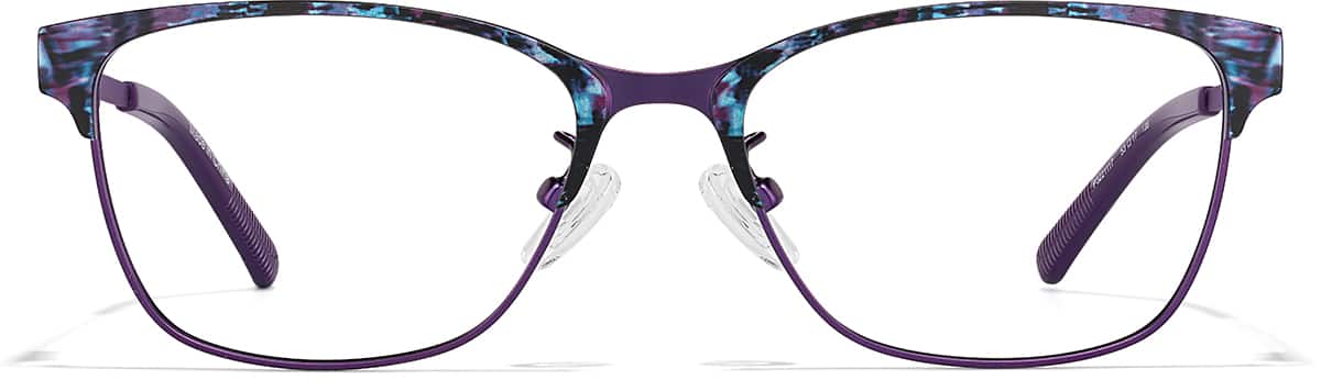 Front view of Square Glasses P3221117 in Violet