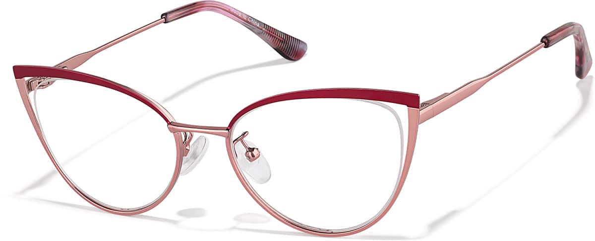Angle view of Cat-Eye Glasses P3222218 in Red