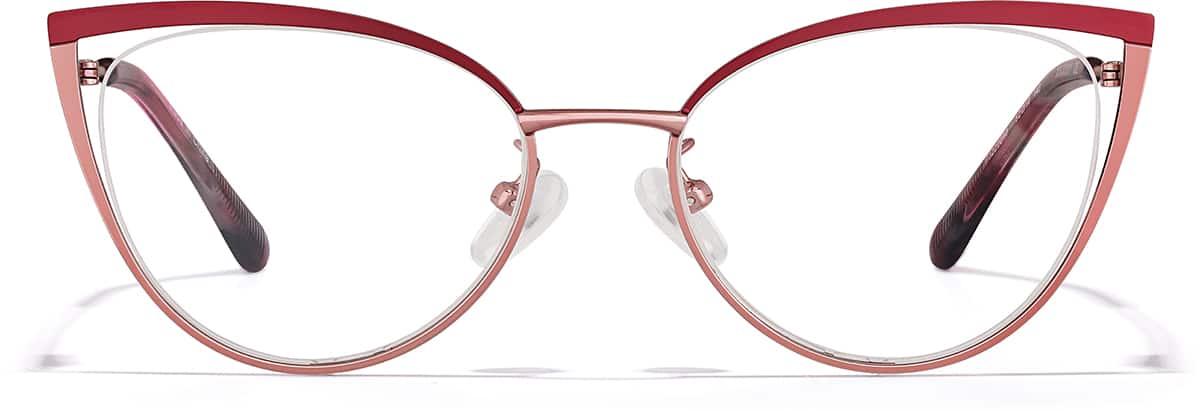Front view of Cat-Eye Glasses P3222218 in Red