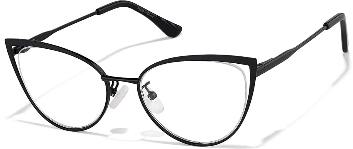 Angle view of Cat-Eye Glasses P3222221 in Black