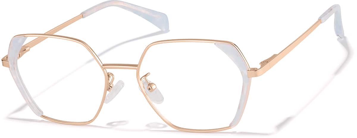 Angle view of Geometric Glasses P3226319 in Rose Gold