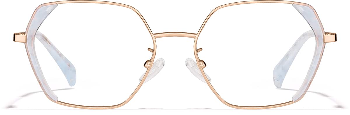 Front view of Geometric Glasses P3226319 in Rose Gold