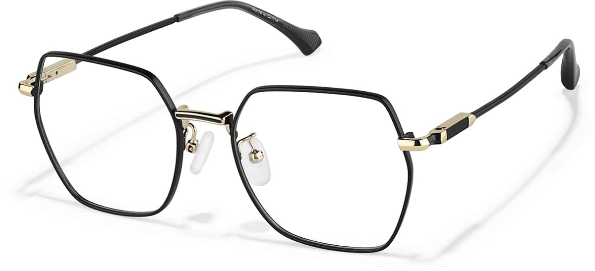 Angle view of Geometric Glasses P3242121 in Black