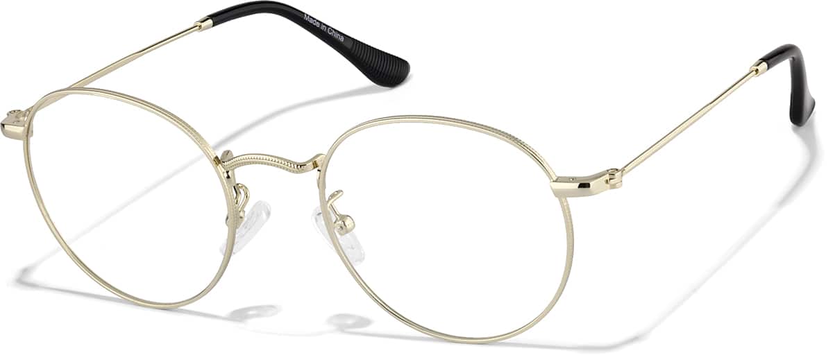 Angle view of Round Metal Glasses P3243914 in Gold