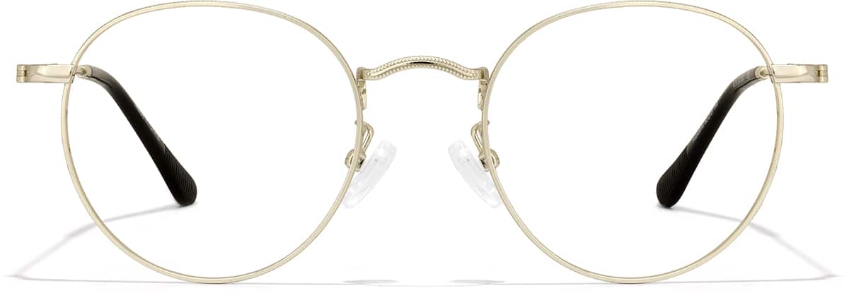 Front view of Round Metal Glasses P3243914 in Gold