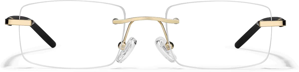 Front view of Customizable Rimless Glasses P393014 in Gold