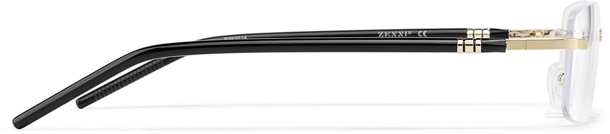 Side view of Customizable Rimless Glasses P393014 in Gold