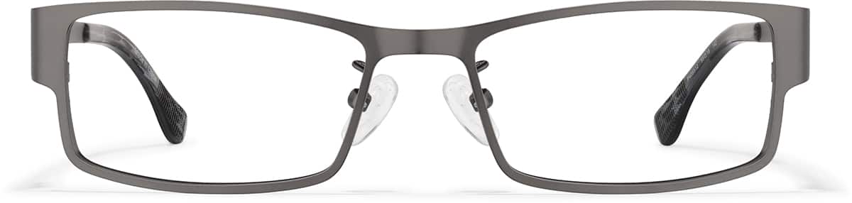 Front view of Rectangle Glasses P408512 in Steel Gray