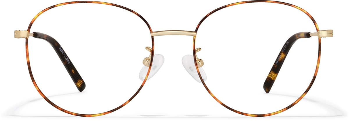 Front view of Round Glasses P414925 in Tortoiseshell