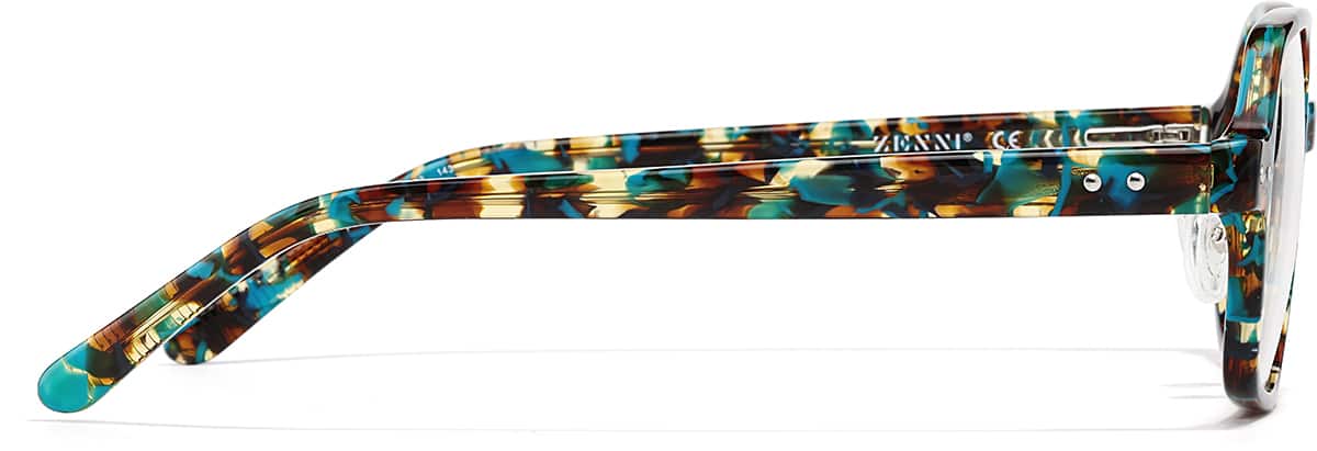 Side view of Geometric Glasses P4411935 in Brown and Blue Tortoiseshell