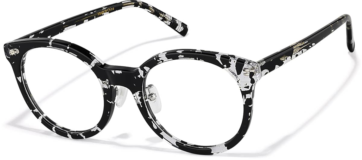 Angle view of Round Glasses P4412431 in Black Tortoiseshell