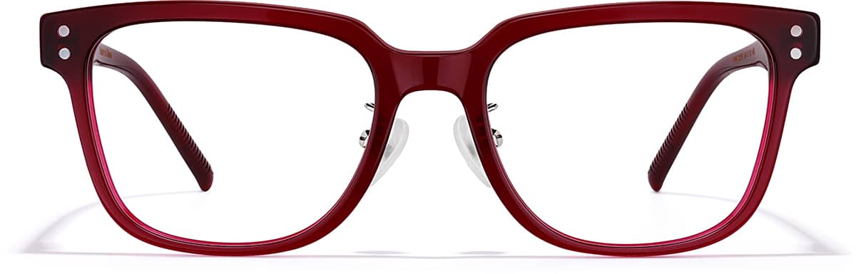 Front view of Square Glasses P4413018 in Red
