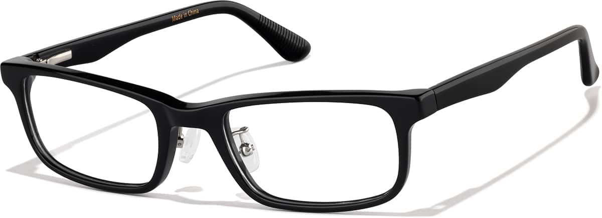 Angle view of Acetate Rectangle Glasses P4413621 in Black