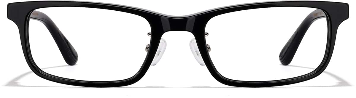 Front view of Acetate Rectangle Glasses P4413621 in Black