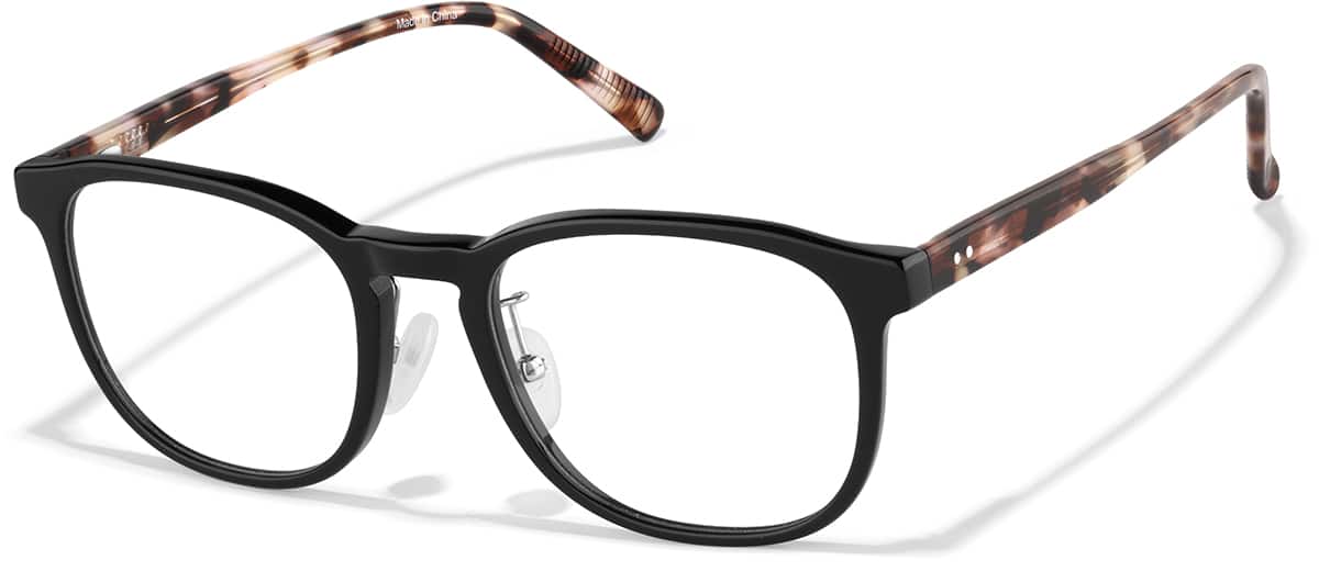 Angle view of Square Glasses P4427121 in Black and Tortoiseshell