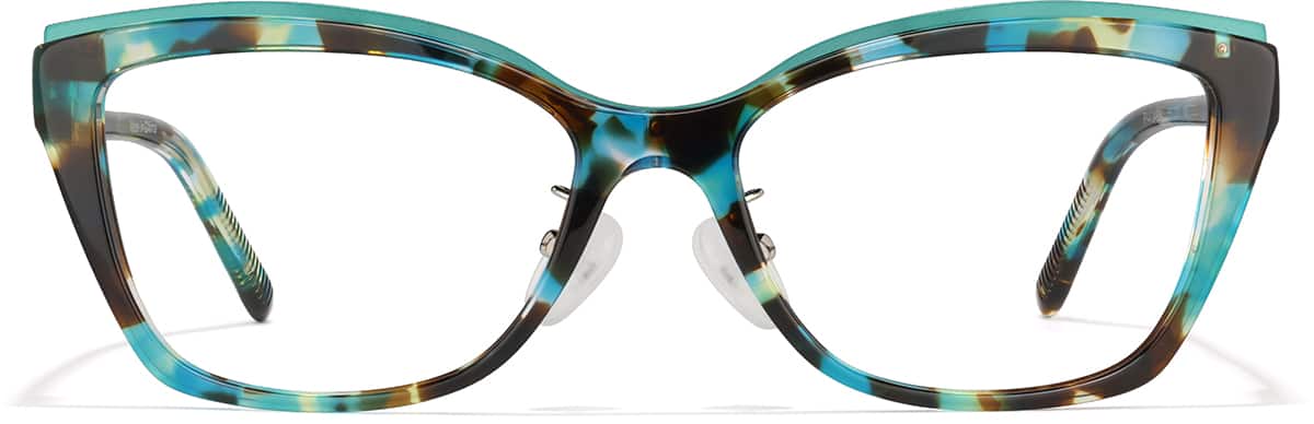 Front view of Cat-Eye Glasses P4434924 in Teal Tortoiseshell