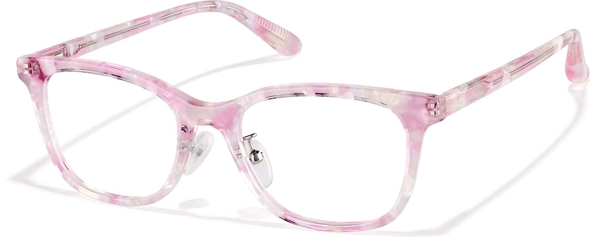 Angle view of Square Glasses P4435819 in Pink Tortoiseshell
